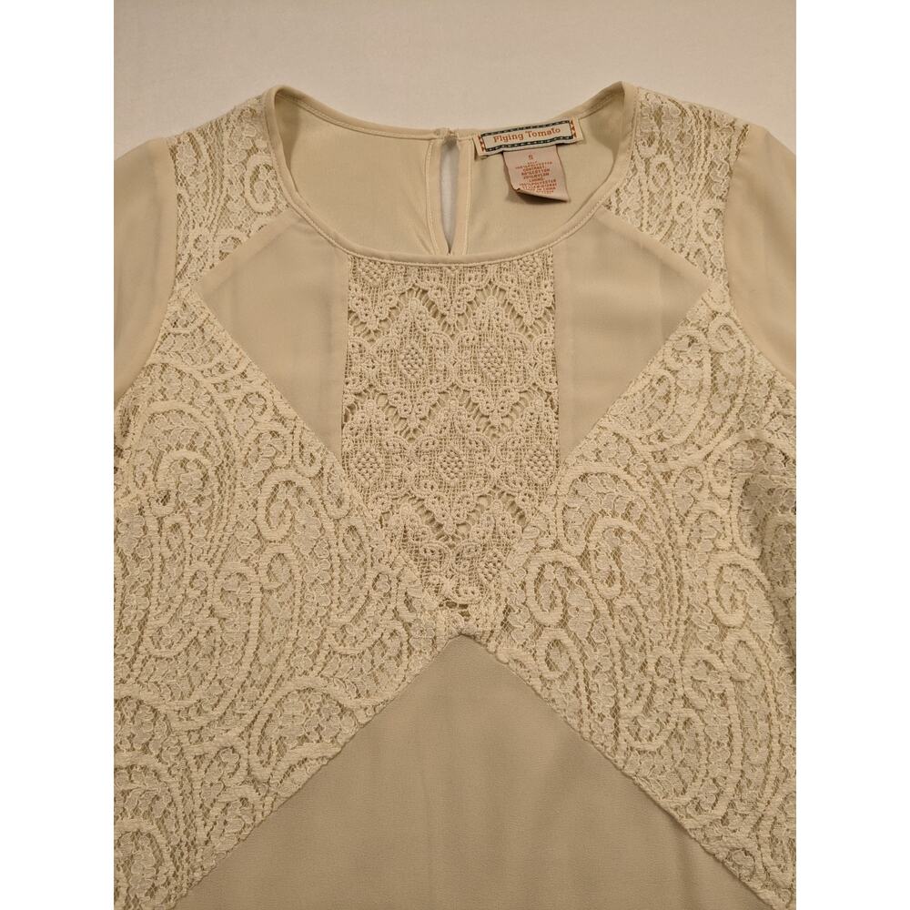 Anthropologie Flying‎ Tomato Dress Sm Cream Dainty Lace Boho Embroidery Retro - Picture 3 of 12